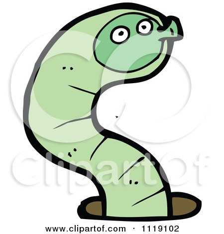 Cartoon Green Earth Worm 3 - Royalty Free Vector Clipart by lineartestpilot
