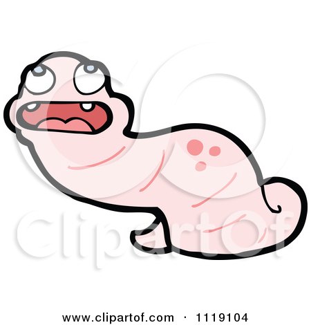 Cartoon Pink Earth Worm 5 - Royalty Free Vector Clipart by lineartestpilot