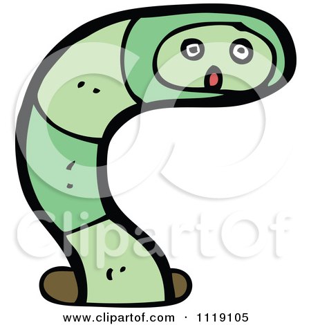 Cartoon Green Earth Worm 4 - Royalty Free Vector Clipart by lineartestpilot