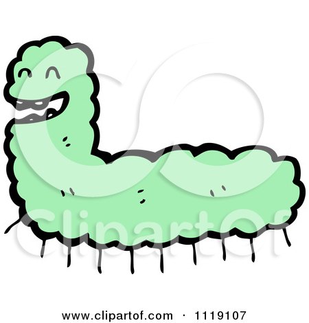 Cartoon Of A Green Caterpillar 2 - Royalty Free Vector Clipart by lineartestpilot