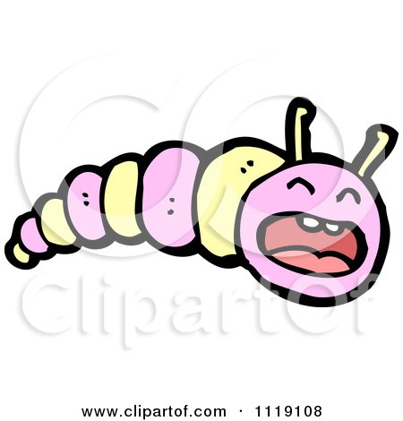 Cartoon Of A Pink And Yellow Caterpillar - Royalty Free Vector Clipart by lineartestpilot