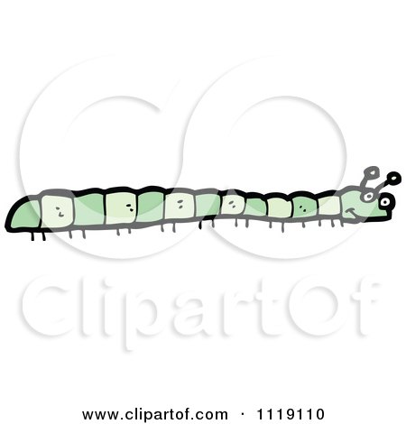 Cartoon Of A Green Caterpillar 4 - Royalty Free Vector Clipart by lineartestpilot