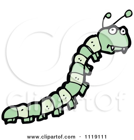 Cartoon Of A Green Caterpillar 5 - Royalty Free Vector Clipart by lineartestpilot