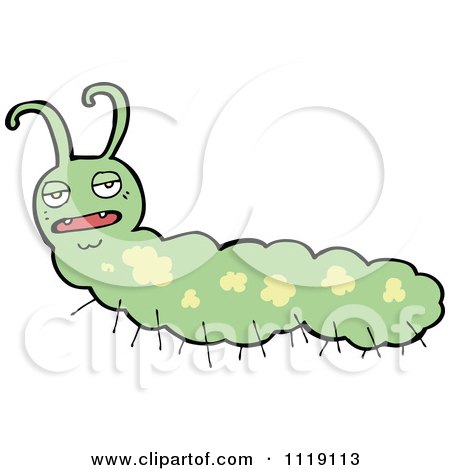 Cartoon Of A Green Caterpillar 7 - Royalty Free Vector Clipart by lineartestpilot