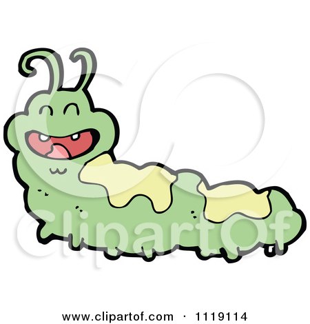 Cartoon Of A Green Caterpillar 8 - Royalty Free Vector Clipart by lineartestpilot