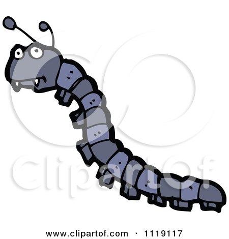 Cartoon Of A Blue Caterpillar 1 - Royalty Free Vector Clipart by lineartestpilot