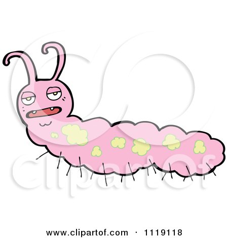 Cartoon Of A Pink Caterpillar 1 - Royalty Free Vector Clipart by lineartestpilot