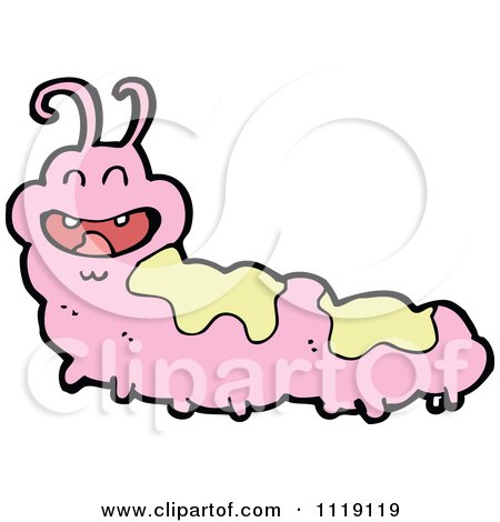 Cartoon Of A Pink Caterpillar 2 - Royalty Free Vector Clipart by lineartestpilot