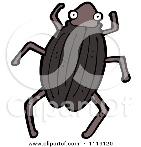 Cartoon Of A Brown Beetle 1 - Royalty Free Vector Clipart by lineartestpilot