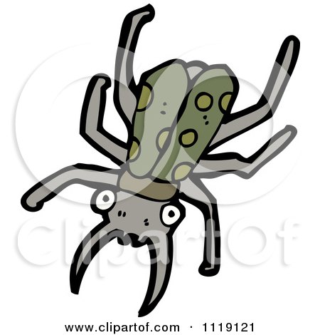Cartoon Of A Green Stag Beetle 1 - Royalty Free Vector Clipart by lineartestpilot