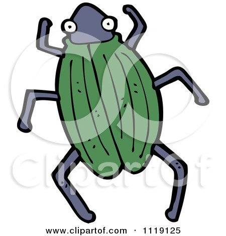 Cartoon Of A Green Beetle 2 - Royalty Free Vector Clipart by lineartestpilot