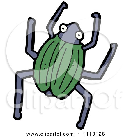 Cartoon Of A Green Beetle 3 - Royalty Free Vector Clipart by lineartestpilot