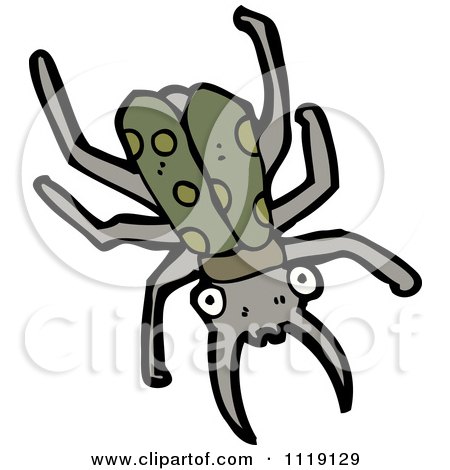 Cartoon Of A Green Stag Beetle 5 - Royalty Free Vector Clipart by lineartestpilot