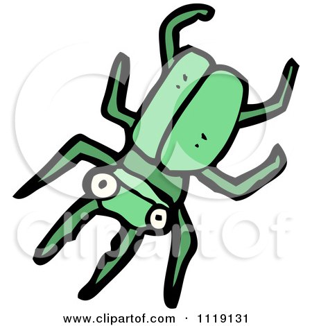 Cartoon Of A Green Stag Beetle 4 - Royalty Free Vector Clipart by lineartestpilot