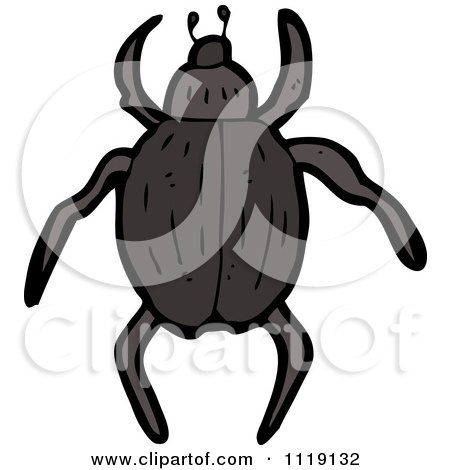 Cartoon Of A Brown Beetle 2 - Royalty Free Vector Clipart by lineartestpilot