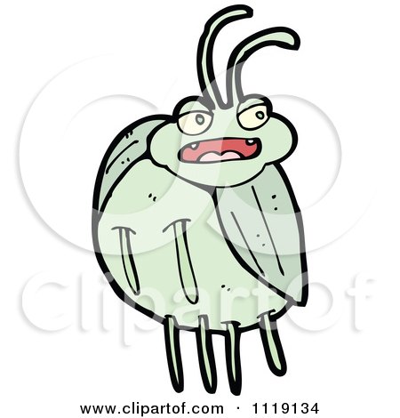 Cartoon Of A Green Beetle 5 - Royalty Free Vector Clipart by lineartestpilot