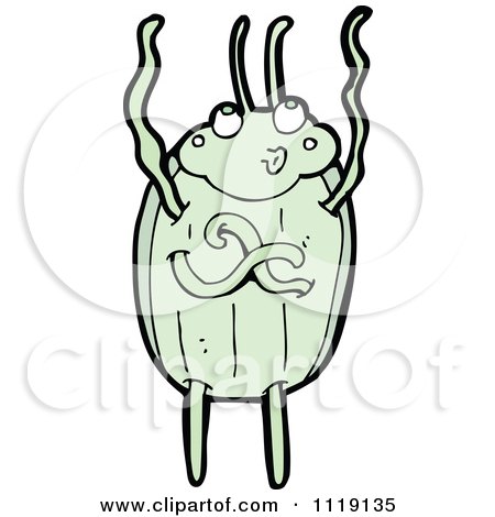 Cartoon Of A Green Beetle 6 - Royalty Free Vector Clipart by lineartestpilot