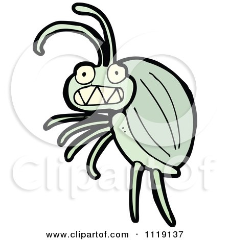 Cartoon Of A Green Beetle 9 - Royalty Free Vector Clipart by lineartestpilot