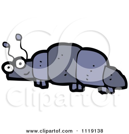 Cartoon Of A Blue Beetle 1 - Royalty Free Vector Clipart by lineartestpilot