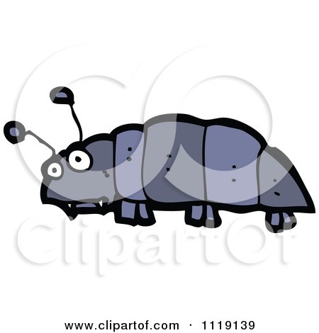 Cartoon Of A Blue Beetle 2 - Royalty Free Vector Clipart by lineartestpilot