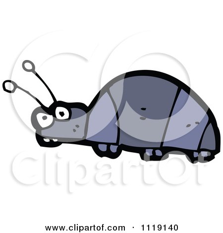 Cartoon Of A Blue Beetle 3 - Royalty Free Vector Clipart by lineartestpilot