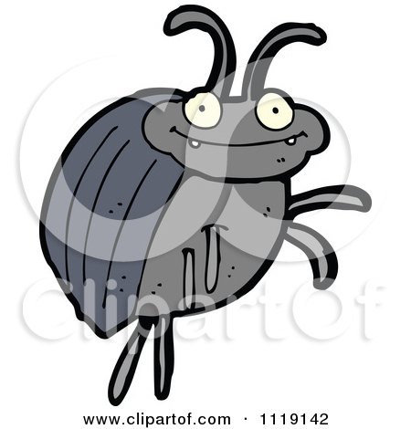 Cartoon Of A Blue Beetle 5 - Royalty Free Vector Clipart by lineartestpilot