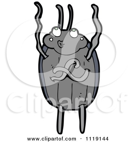 Cartoon Of A Gray Beetle 1 - Royalty Free Vector Clipart by lineartestpilot