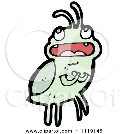 Cartoon Of A Green Beetle 8 - Royalty Free Vector Clipart by lineartestpilot
