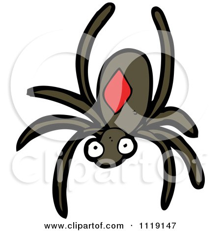 Cartoon Of A Brown Spider - Royalty Free Vector Clipart by lineartestpilot