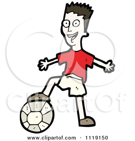 Vector Cartoon Of An Energetic Soccer Player Man Resting His Foot On A Ball - Royalty Free Clipart Graphic by lineartestpilot