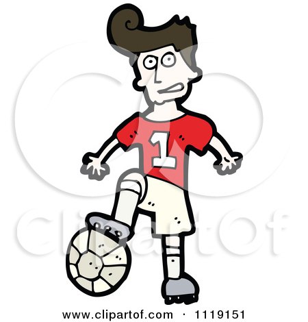 Vector Cartoon Of A Soccer Player Man Resting His Foot On A Ball - Royalty Free Clipart Graphic by lineartestpilot
