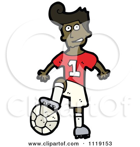 Vector Cartoon Of A Black Soccer Player Man Resting His Foot On A Ball - Royalty Free Clipart Graphic by lineartestpilot