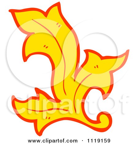 Clipart Of A Red And Yellow Leaf Floral Design Element 1 - Royalty Free Vector Illustration by lineartestpilot