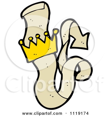 Clipart Of A Tan Arrow Ribbon With A Crown - Royalty Free Vector Illustration by lineartestpilot