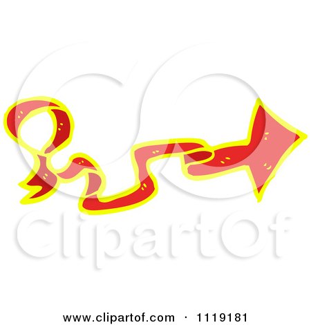 Clipart Of A Red And Yellow Arrow Ribbon 1 - Royalty Free Vector Illustration by lineartestpilot