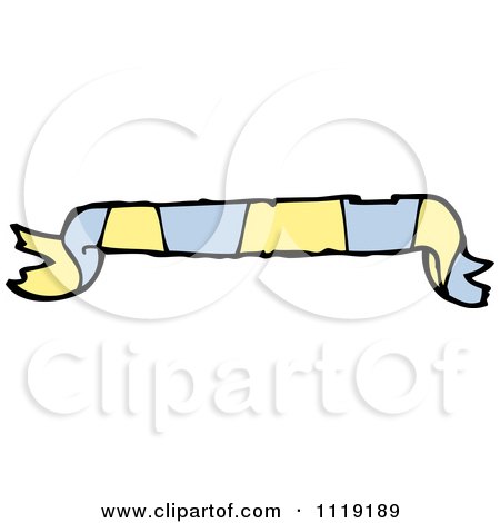Clipart Of A Yellow And Blue Ribbon Banner - Royalty Free Vector Illustration by lineartestpilot