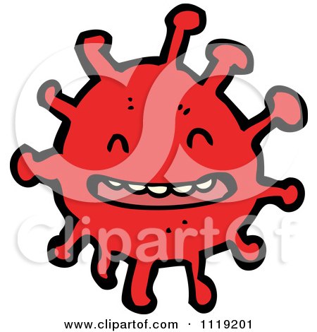 Vector Cartoon Of A Red Virus Germ Bacteria 1 - Royalty Free Clipart Graphic by lineartestpilot