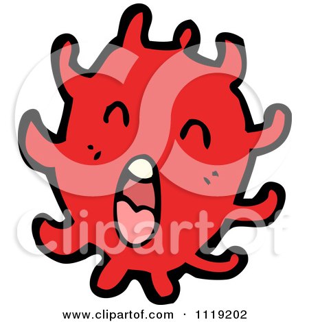 Vector Cartoon Of A Red Virus Germ Bacteria 2 - Royalty Free Clipart Graphic by lineartestpilot