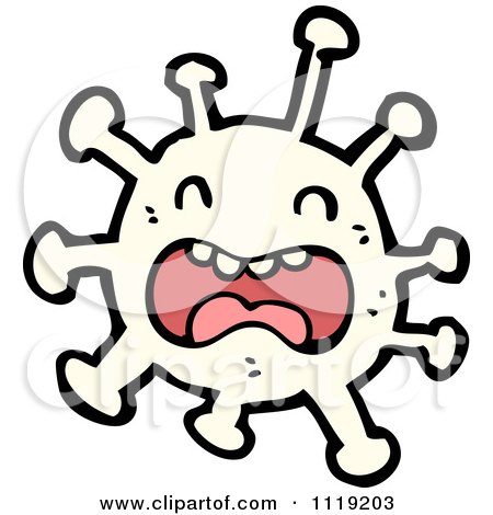 Vector Cartoon Of A White Virus Germ Bacteria 1 - Royalty Free Clipart Graphic by lineartestpilot