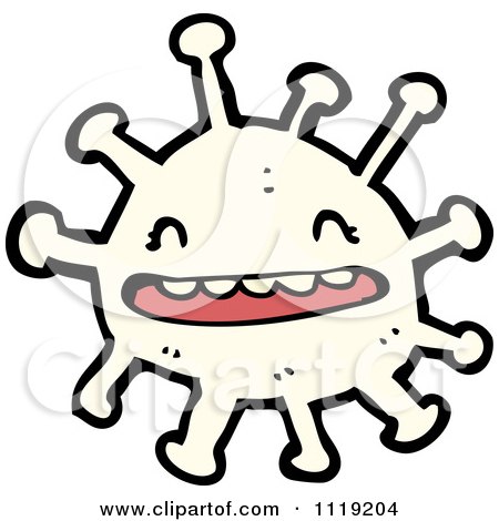 Vector Cartoon Of A White Virus Germ Bacteria 2 - Royalty Free Clipart Graphic by lineartestpilot