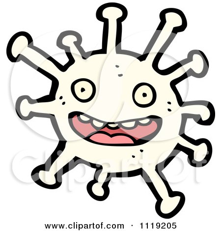 Vector Cartoon Of A White Virus Germ Bacteria 3 - Royalty Free Clipart Graphic by lineartestpilot