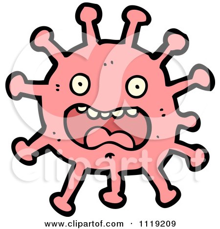 Vector Cartoon Of A Pink Virus Germ Bacteria 1 - Royalty Free Clipart Graphic by lineartestpilot