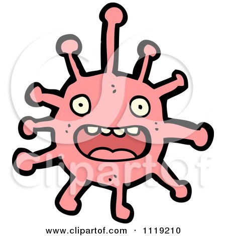 Vector Cartoon Of A Pink Virus Germ Bacteria 2 - Royalty Free Clipart Graphic by lineartestpilot