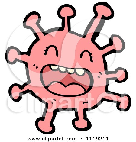 Vector Cartoon Of A Pink Virus Germ Bacteria 3 - Royalty Free Clipart Graphic by lineartestpilot