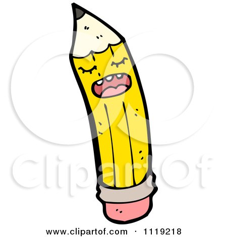 School Cartoon Of A Yellow Pencil Character 4 - Royalty Free Vector Clipart by lineartestpilot