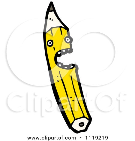 School Cartoon Of A Yellow Pencil Character 5 - Royalty Free Vector Clipart by lineartestpilot