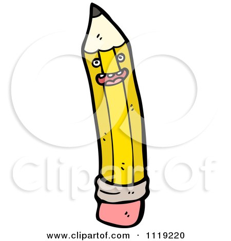 School Cartoon Of A Yellow Pencil Character 6 - Royalty Free Vector Clipart by lineartestpilot