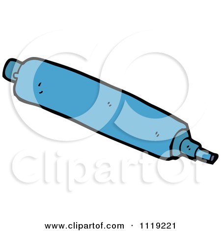 School Cartoon Of A Blue Marker Pen 1 - Royalty Free Vector Clipart by lineartestpilot