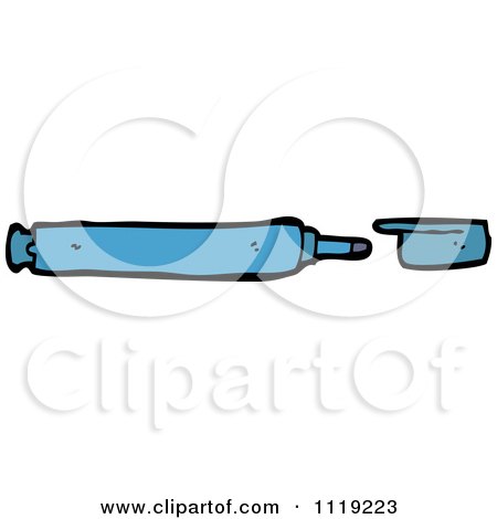 School Cartoon Of A Blue Marker Pen 3 - Royalty Free Vector Clipart by lineartestpilot