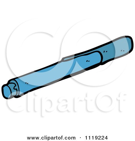 School Cartoon Of A Blue Marker Pen 4 - Royalty Free Vector Clipart by lineartestpilot